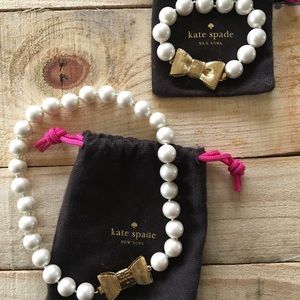 Kate Spade Pearl/Gold Bow Necklace and Bracelet